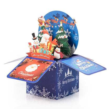 3D Christmas Gift Box Pop - Up Card, unique handmade foldable design with envelope, a warm holiday card for friends and family - cleenova