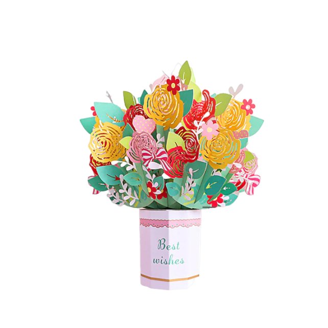 Flower Pop - Up Card: Elegant 3D Floral Greeting for Every Occasion - cleenova